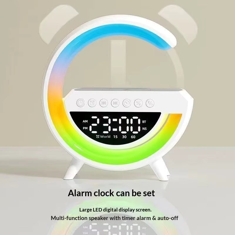 AuraTime⢠Halo | RGB Alarm Clock with Bluetooth Speaker & Wireless Charging