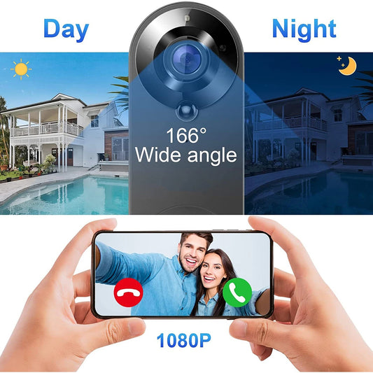 Wireless video doorbell with HD night vision and wide-angle view