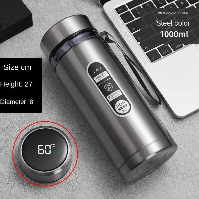 ThermoGlow – Smart LED Temperature Steel Bottle