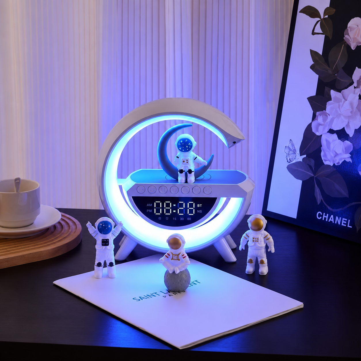 AuraTime™ Halo | RGB Alarm Clock with Bluetooth Speaker & Wireless Charging
