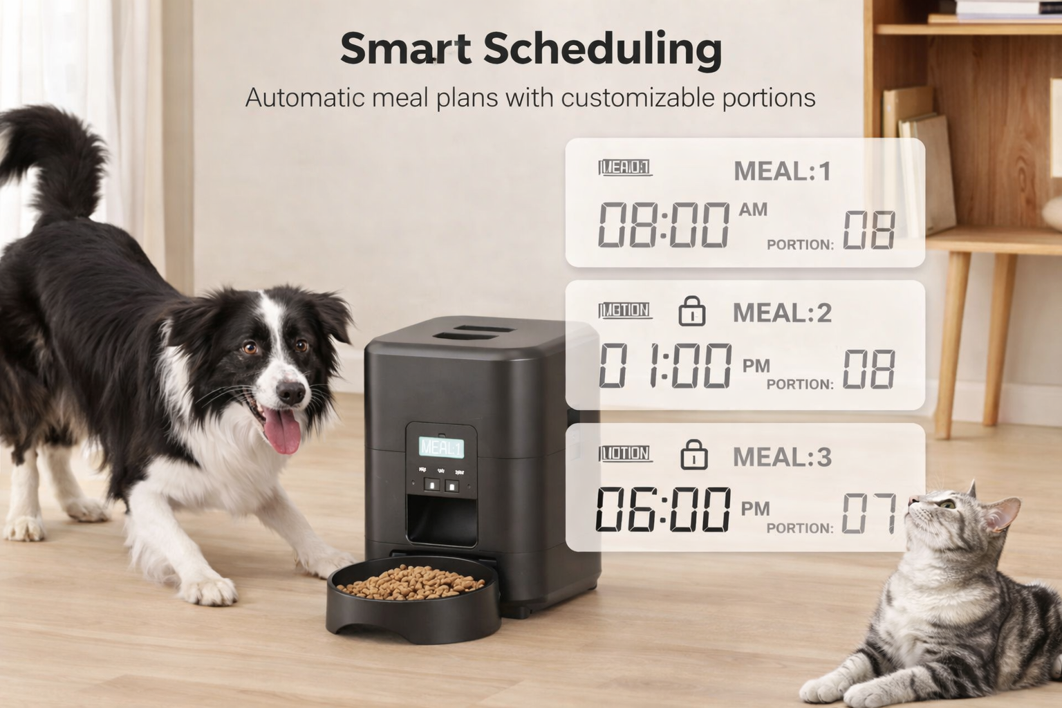 Automatic pet feeder with programmable feeding schedule and portion control
