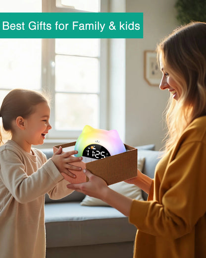 AuraTime™ Buddy | Kids Sleep Trainer Alarm Clock & Night Light