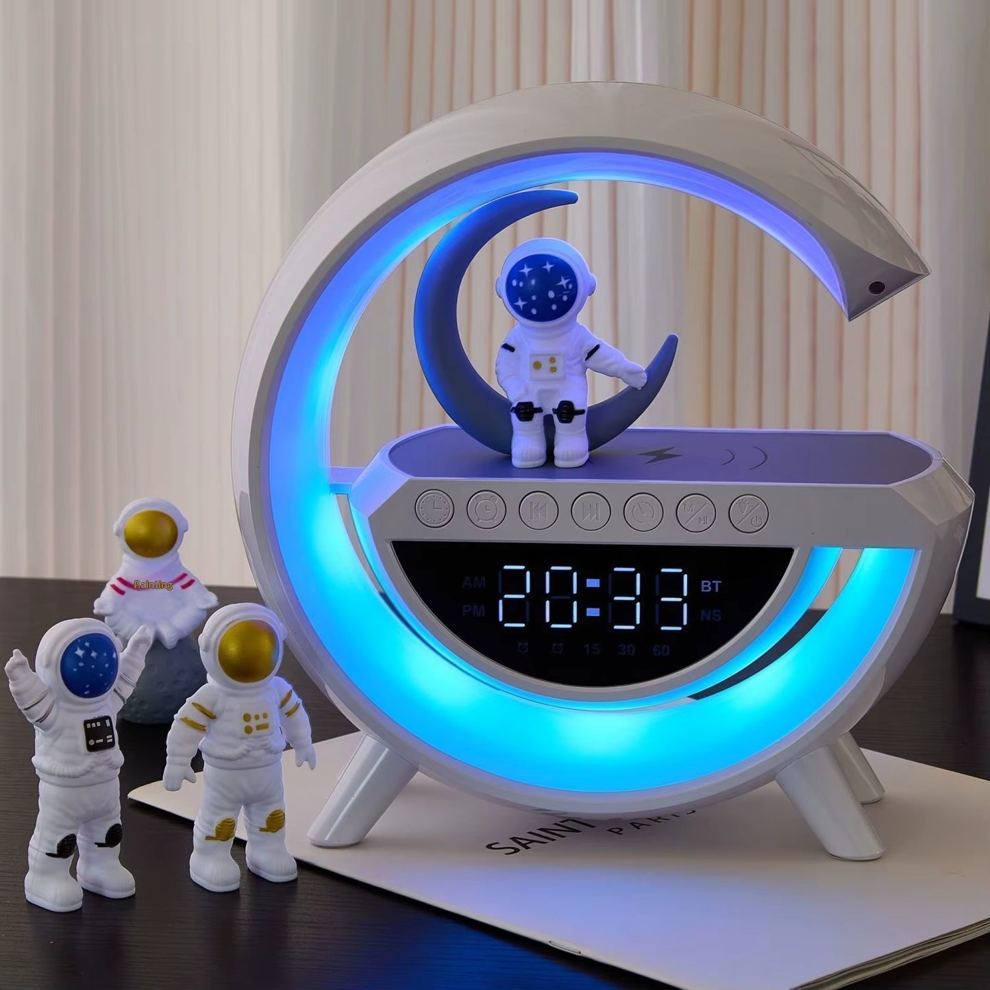 AuraTime™ Halo | RGB Alarm Clock with Bluetooth Speaker & Wireless Charging