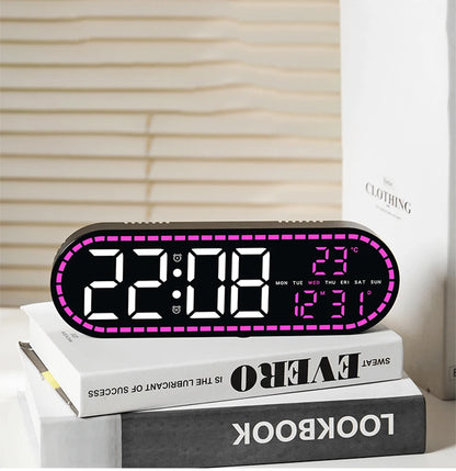 AuraTime™ Vision | Modern LED Wall Clock with Temperature Display