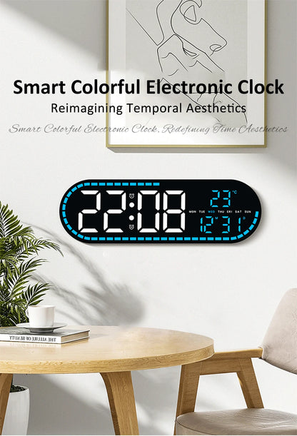 AuraTime™ Vision | Modern LED Wall Clock with Temperature Display