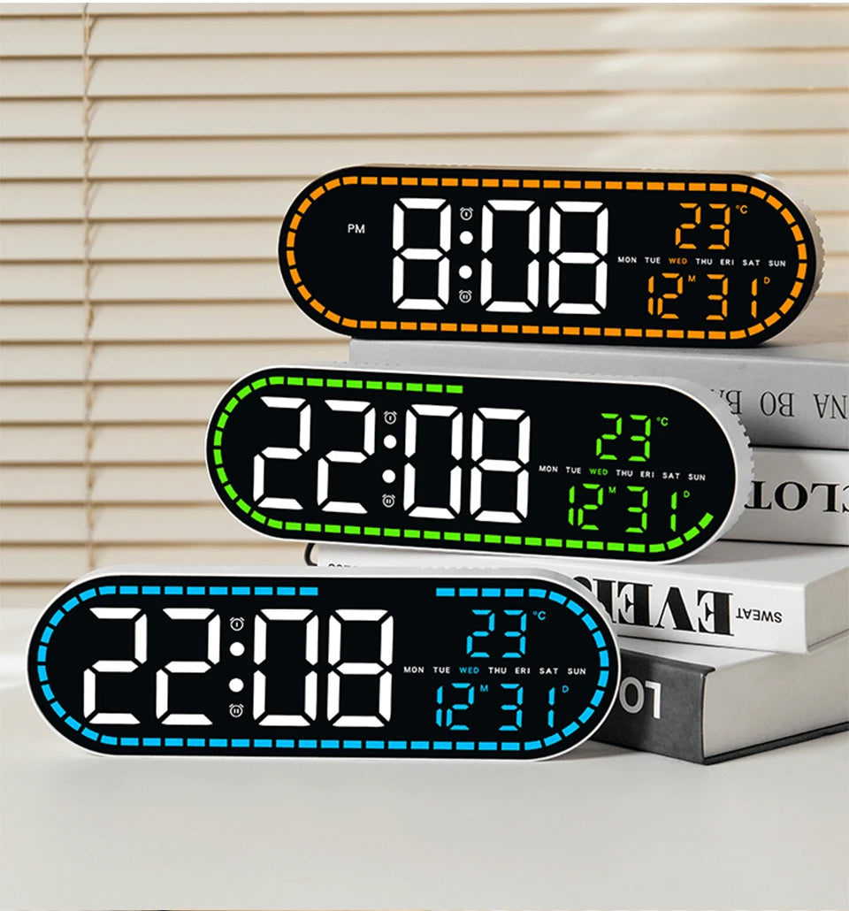 AuraTime™ Vision | Modern LED Wall Clock with Temperature Display