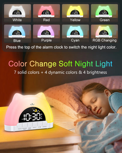 AuraTime™ Buddy | Kids Sleep Trainer Alarm Clock & Night Light
