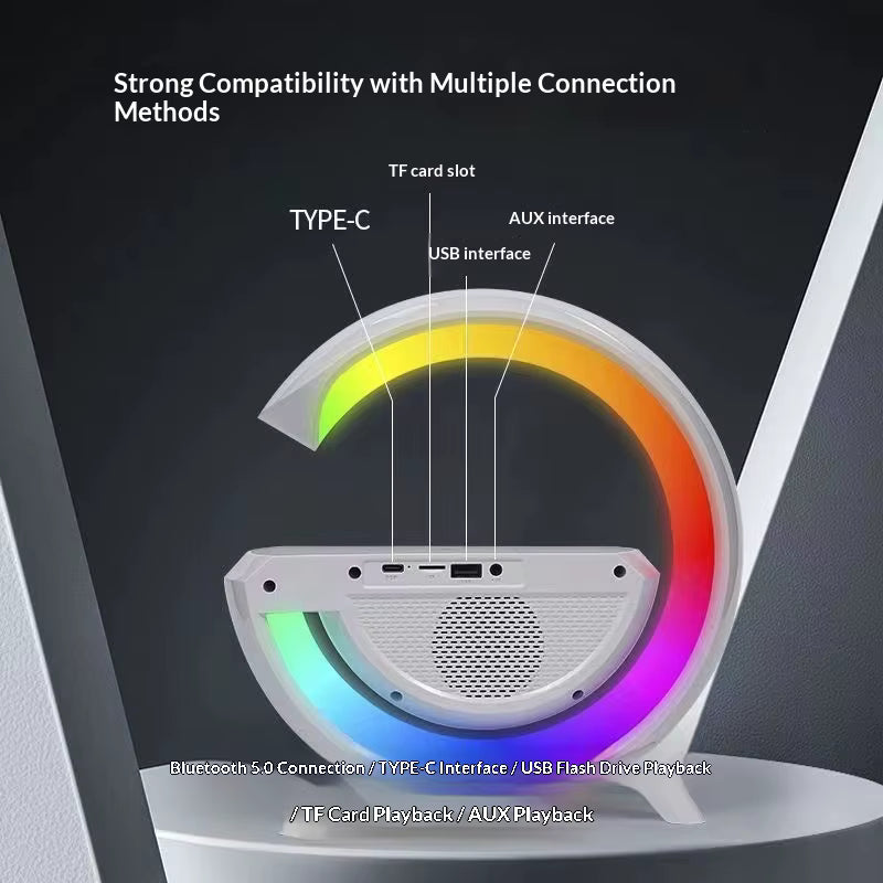 AuraTime™ Halo | RGB Alarm Clock with Bluetooth Speaker & Wireless Charging