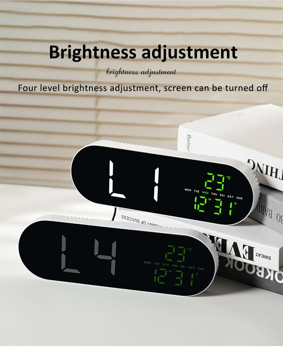 AuraTime™ Vision | Modern LED Wall Clock with Temperature Display