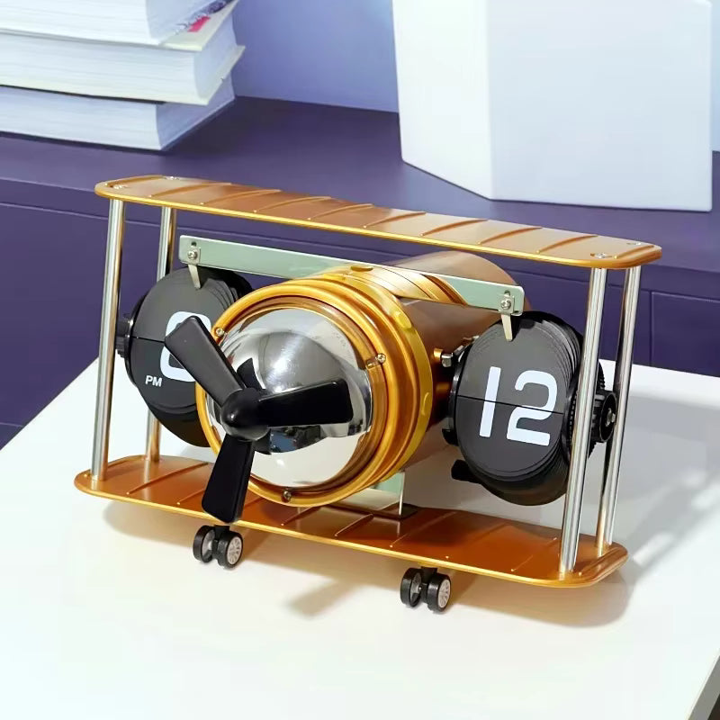 AuraTime™ AeroFlip – Aviation Mechanical Flip Desk Clock