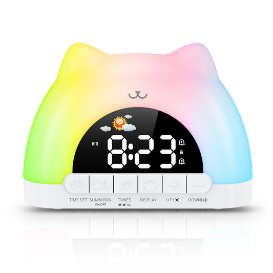 AuraTime™ Buddy | Kids Sleep Trainer Alarm Clock & Night Light