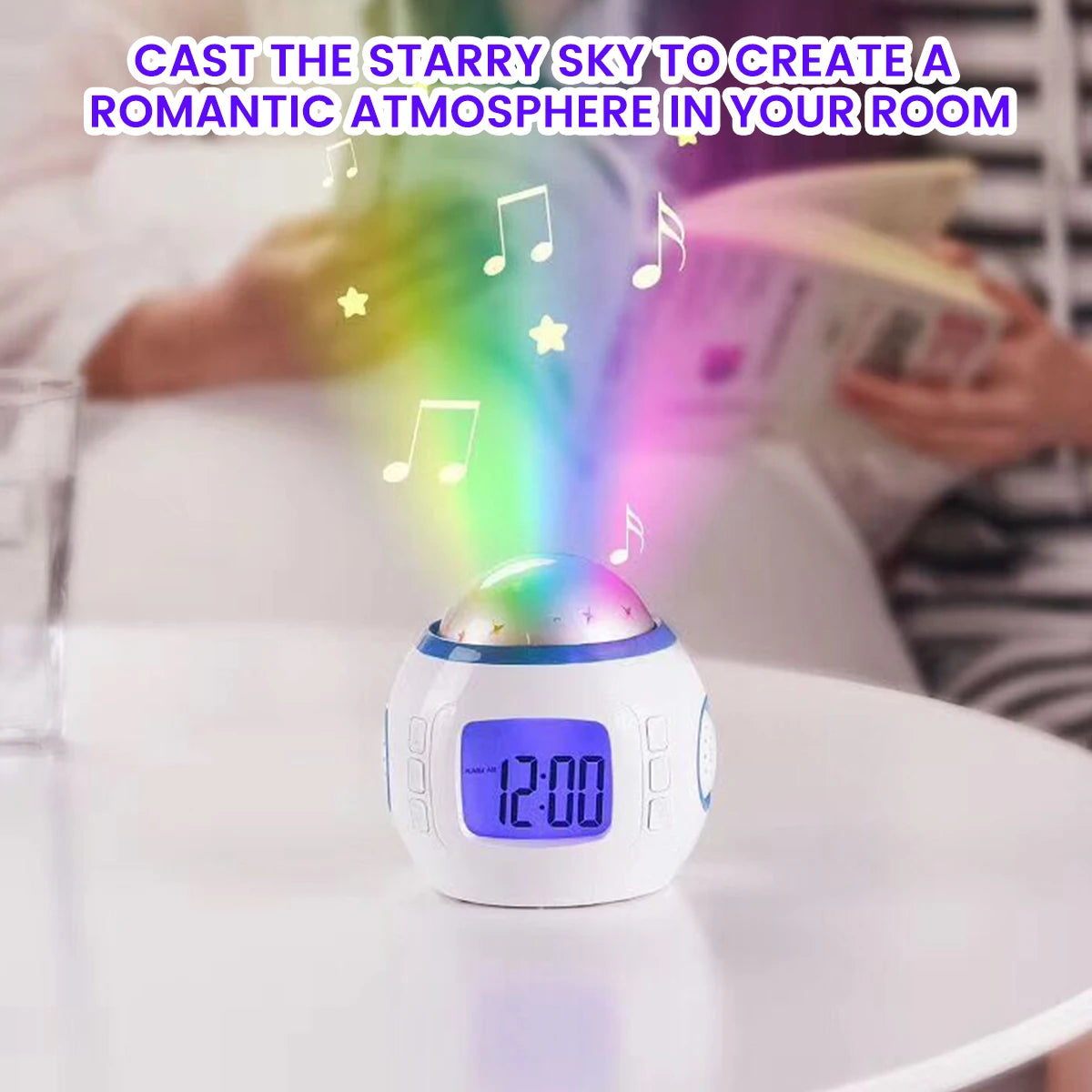 AuraTime™ Galaxy | Star Projector Alarm Clock & Night Light