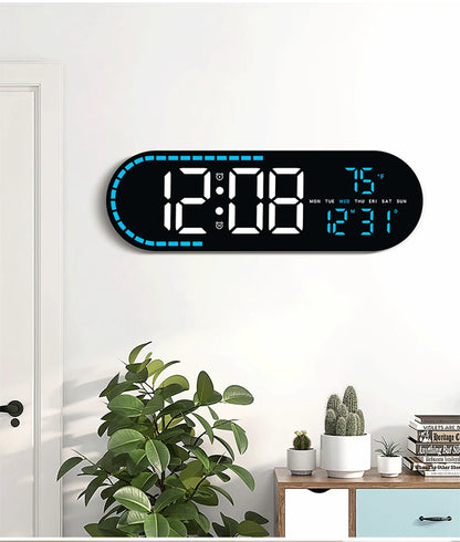 AuraTime™ Vision | Modern LED Wall Clock with Temperature Display