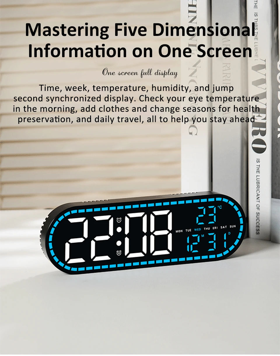 AuraTime™ Vision | Modern LED Wall Clock with Temperature Display