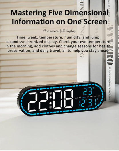 AuraTime™ Vision | Modern LED Wall Clock with Temperature Display