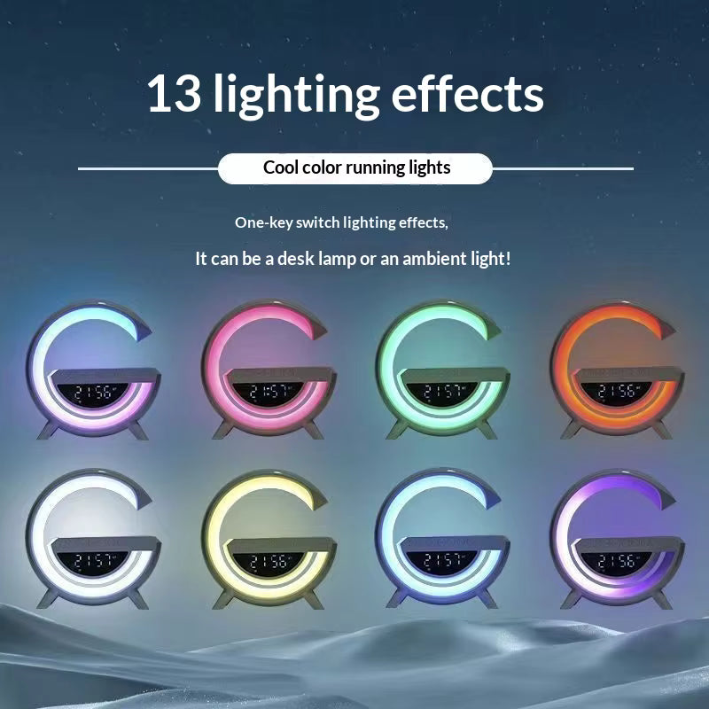 AuraTime™ Halo | RGB Alarm Clock with Bluetooth Speaker & Wireless Charging