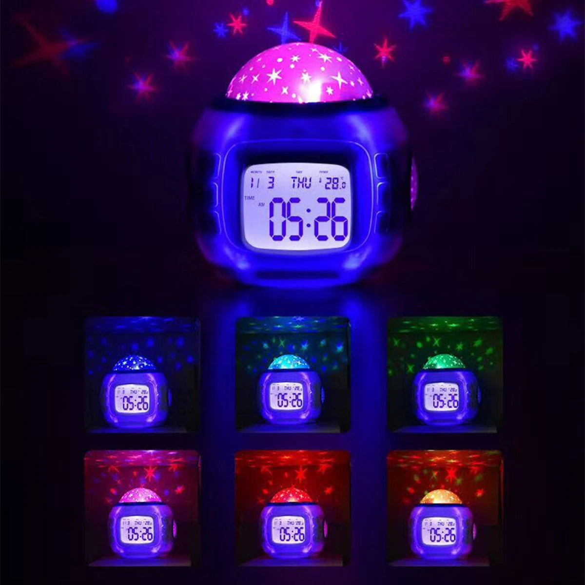 AuraTime™ Galaxy | Star Projector Alarm Clock & Night Light