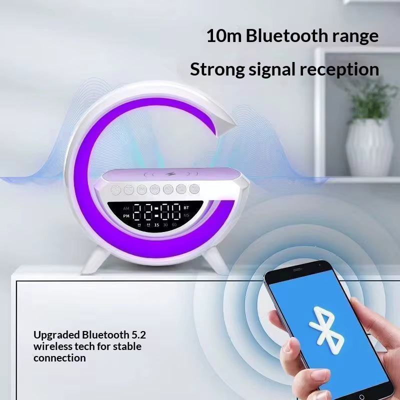 AuraTime™ Halo | RGB Alarm Clock with Bluetooth Speaker & Wireless Charging