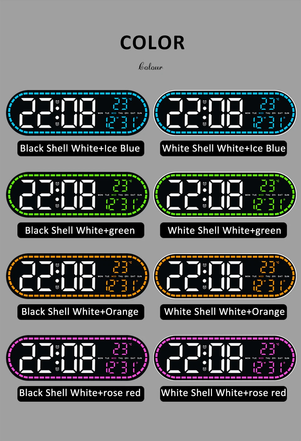 AuraTime™ Vision | Modern LED Wall Clock with Temperature Display