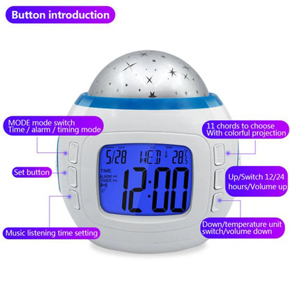 AuraTime™ Galaxy | Star Projector Alarm Clock & Night Light
