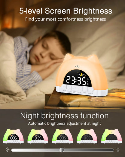 AuraTime™ Buddy | Kids Sleep Trainer Alarm Clock & Night Light
